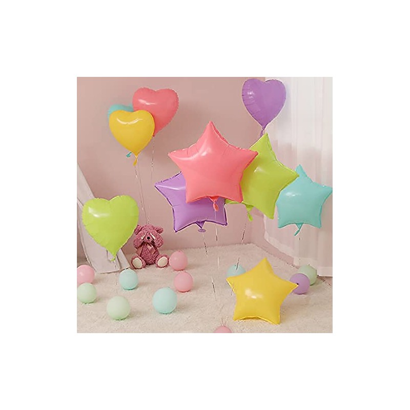 10 Pack 18" Star Heart Film Balloons Macaron