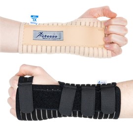 Actesso Atmungsaktive Handgelenkschiene Handgelenkstütze - Entlastung für Karpaltunnelsyndrom, Verstauchungen, RSI und Tendinitis/Sehnenscheidenentzündung (Schwarz, XL, Links)