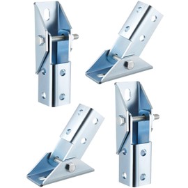Yaocom 4 Pcs Adjustable Brace Fitting, Fit for 1/2" Bolt in 1-5/8" Strut Channel, Solar Panel Bracket Base 8 Hole Wing 180 Degree Turn Joint Connector Bracket for Mounting and Supporting Solar Panel