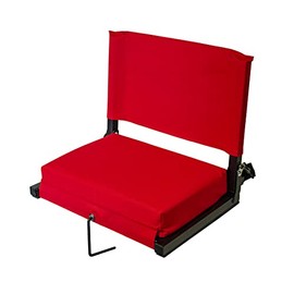 Outdoor Leisure Stadium Chairs for Bleachers with Back Support Products, Large Ultra-Padded Seat for Complete Comfort, Easy Carry Handle with Adjustable Shoulder Strap, RED, (STADREDL)