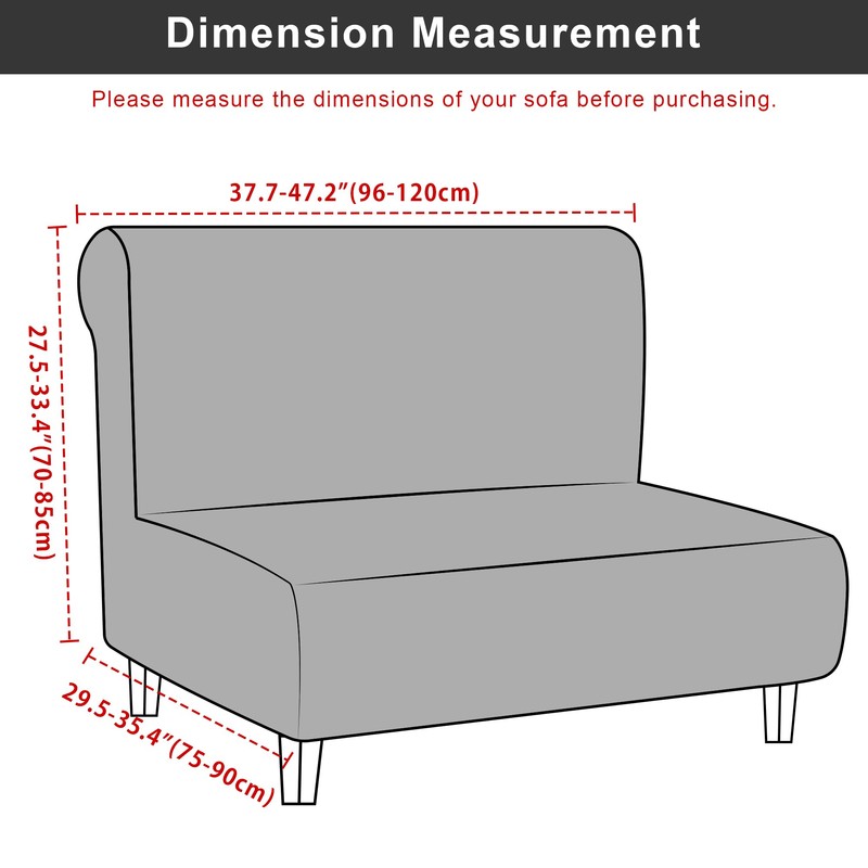 TIANSHU Sofa Cover, 2 Seats, Armless, Chair Cover, Solid, Vertical
