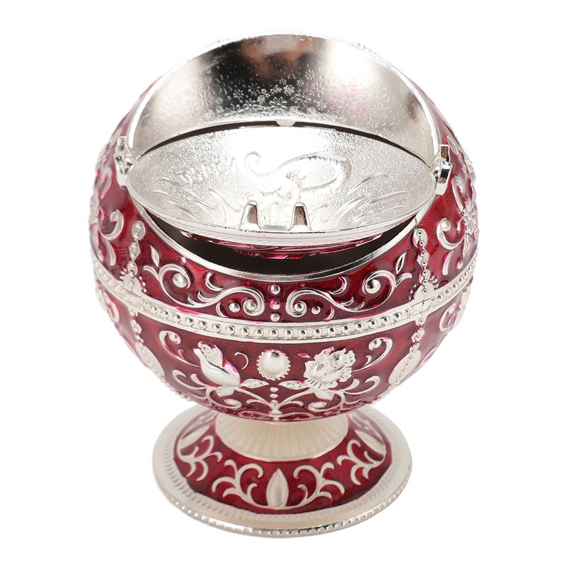 Ball Ashtray with Windproof Lid Retro Dragon Stereoscopic Relief Zinc