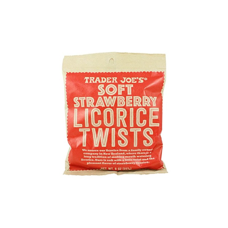 Trader Joe's Soft Licorice Twists 8oz (Strawberry Licorice, 1 Pack)