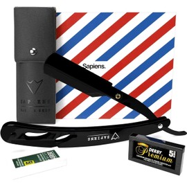 Sapiens Razor with Interchangeable Blades - Professional Razor with 10 Derby Razor Blades (20 Individual Blades)