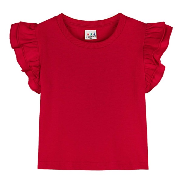 A&J DESIGN Toddler Tshirts Girls Cotton Tops Ruffle Plain Tee