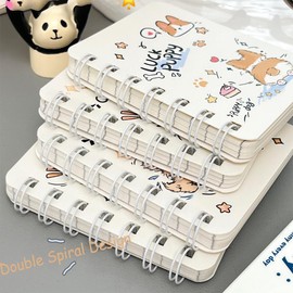 4 Pack A7 Spiral Notebooks, 160 Pages Lined Design Journals - 3.1"x4.7" Pocket Notebooks for Purse, Travel, Notes (Cute Puppy and Lucky Puppy)
