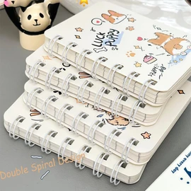4 Pack A7 Spiral Notebooks, 160 Pages Lined Design Journals - 3.1"x4.7" Pocket Notebooks for Purse, Travel, Notes (Cute Puppy and Lucky Puppy)