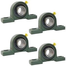 Tonmp 4 Pack UCP205-16 Pillow Block Mounted Ball Bearing - 1" Bore - Solid Cast Iron Base - Self Aligning …