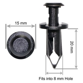 Woodzdon Pack of 100 Replacement for Can Am 293150089 ATV UTV Fit 8mm 5/16 inch Hole Fender Rivet Plastic Clip Push Pin Splash Guard Body Panel Retainer Motorcycle Black Nylon Fastener for Bombardier