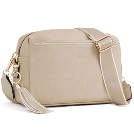 Roulens Small Crossbody Bag with 3 Zip Compartments,Vegan Leather Phone Bag for Women,Shoulder Bag with Adjustable and Removable Wide Strap