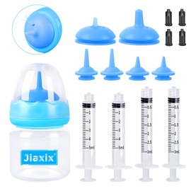 Jiaxix Pet Bottle Feeding Kit,Puppy Bottle for Nursing,Kitten Anti-Choking Silicone Nipples for Nursing,Pet Feeding Bottle and Syringes for Newborn Kittens, Puppys, Rabbits, Squirrel (Blue)