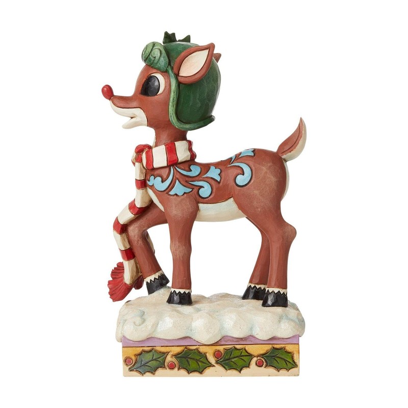 Jim Shore Rudolph Traditions Rudolph in Aviator Hat and Scarf