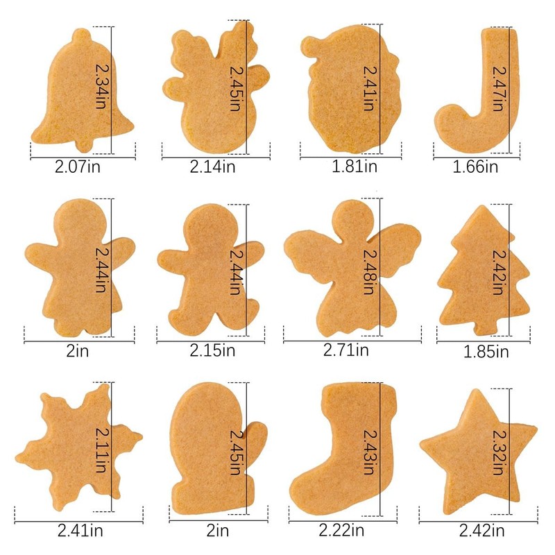 Christmas Cookie Cutters Set, 12 Pieces Stainless Steel Metal Christmas