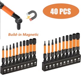 Unbranded Impact Hex Head Allen Wrench Drill Bit Set 40Pcs (Metric&Sae), 1/4"Hex Shank