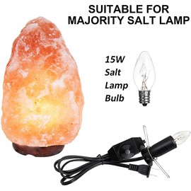 Venforze - Paquete de 2 cables de repuesto para lámpara de sal del Himalaya con interruptor de atenuación y 6 paquetes de bombillas halógenas E12 (cable de 5 pies y clip de mariposa fijo)