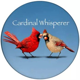 Fashion Jewelry RED CARDINAL BROWN  QUOTE BIRD TOGETHER Large Pendant GERMAN Silver 20" Necklace