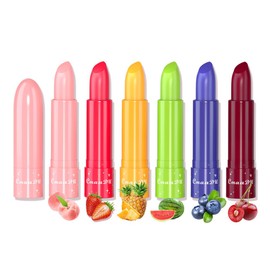 LEEINTO Peach Girl Crystal Color Changing Lipstick Fruit Flavor Lipstick Peach, Strawberry, Pineapple, Watermelon, Cherry, Blueberry, Moisturizing and Lasting Moisture Jelly Lipstick (06# Cherry)