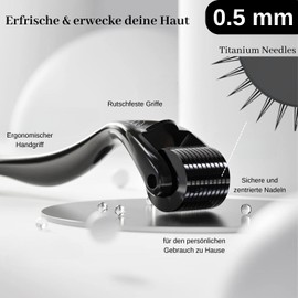 Beard Roller 0.5 mm, Derma Roller Hair with 540 Needles, Beard Roller Beard Growth, Beard Roller for Hair Loss, Microneedling for Skin, Wrinkles, Beard Growth, Hair Care for Men and Women