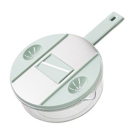 Multifunctional Vegetable Cutter Stainless Steel Household Manual Vegetable Chopper for Kitchen Round Mint Green, (Send 6 Blades, Hand Protector, Storage Box)