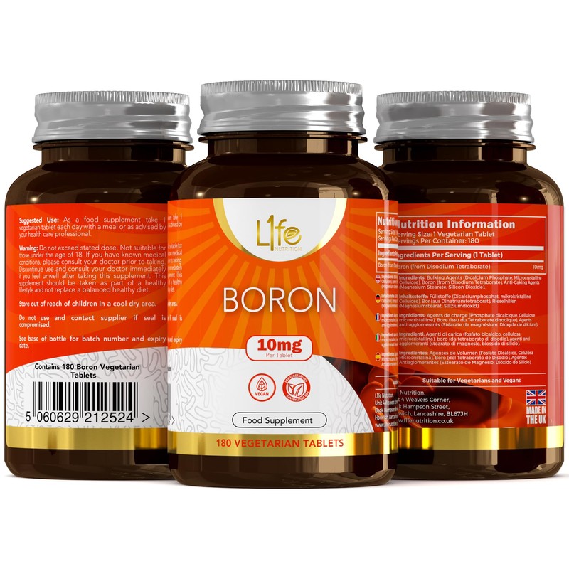 L1fe Nutrition LN Boron Supplements | 180 High Strength Vegan