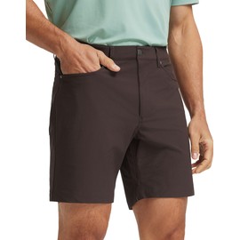 M MAELREG Men Golf Shorts Quick Dry Fit Stretch Casual Flat Front Dress 5 Pockets 7'' Work Shorts for Men Dark Brown