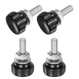 uxcell 4 Set M8 x 25mm Male Thread Knurled Knobs Thumb Screws with Nuts Washers, Clamping Knob Grip 25mm Plastic Head Hand Knobs Thumbscrews, Black