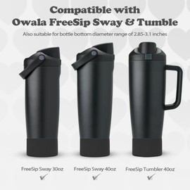Kaitiaki 2Pcs Silicone Boots for 30oz & 40oz Owala Bottles Sway & Tumblers – Non-Slip, Scratch-Resistant, Stability Enhancer for Owala Accessories, Available in 12 Colors(Midnight Black)