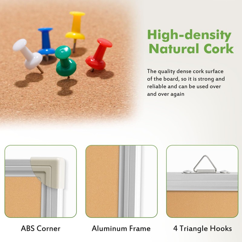 AMUSIGHT Double-Sided Large Foldable Cork Board, 60" x 36"