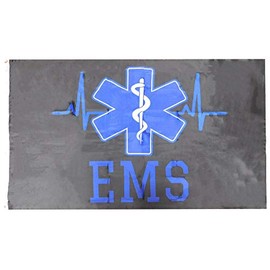 JumpingLight EMS Emergency Medical Services Paramedic Black R7325 3x5 Polyester Flag (RAM) - Quality Flags
