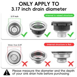 Kitchen Sink Drain Strainer, Wokdada Reversible Insert Mesh Sink Strainer, 304 Stainless Steel Sink Strainer, Clog-free Garbage Disposal Sink Catcher Strainer, 3.19 Inch Sturdy Metal Sink Screen
