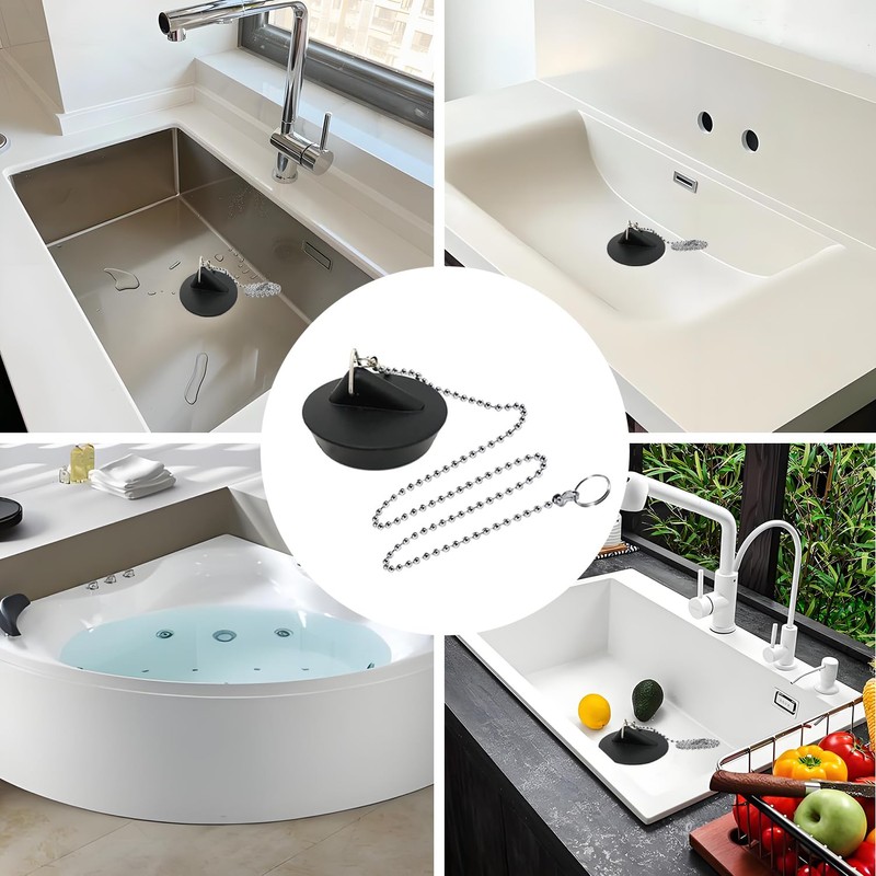 Sink Plug Rubber (Pack of 2), Universal Sink Plug with