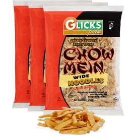 Glicks Wide Chow Mein Noodles, 10oz (3 Pack), Wide and Crisp, No Artificial Flavors or Colors, Certified Kosher