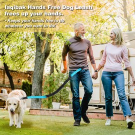 laqibak Laqibak Hands Free Dog Leash, Adjustable Waist Leash for Dog, Handle Bungee Dog Leash 4.2-6.7 Feet Long with Reflective Stitches for Walking Hiking Running, Fits 26"- 47" Waist, Black & Blue