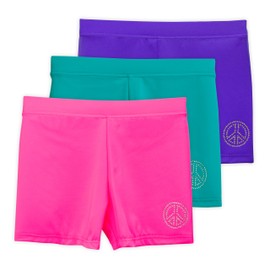 Lucky & Me Girls Dance Shorts for Gymnastics & Dancewear, Ella 3 Pack, Rosey Posey Size 7-8 Years