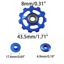 Runseaway 2Pcs 11T Aluminum Alloy Sealed Bearing Jockey Wheel Rear Derailleur Pulley, High-Performance Bicycle Shift Guide Wheel, Multicolor CNC Anodized Finish, Blue