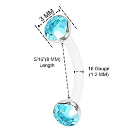 KJM Fashion Flexible Acrylic Banana Ear Helix Earrings 1.2 mm 16 g Pack of 2, Acrylic