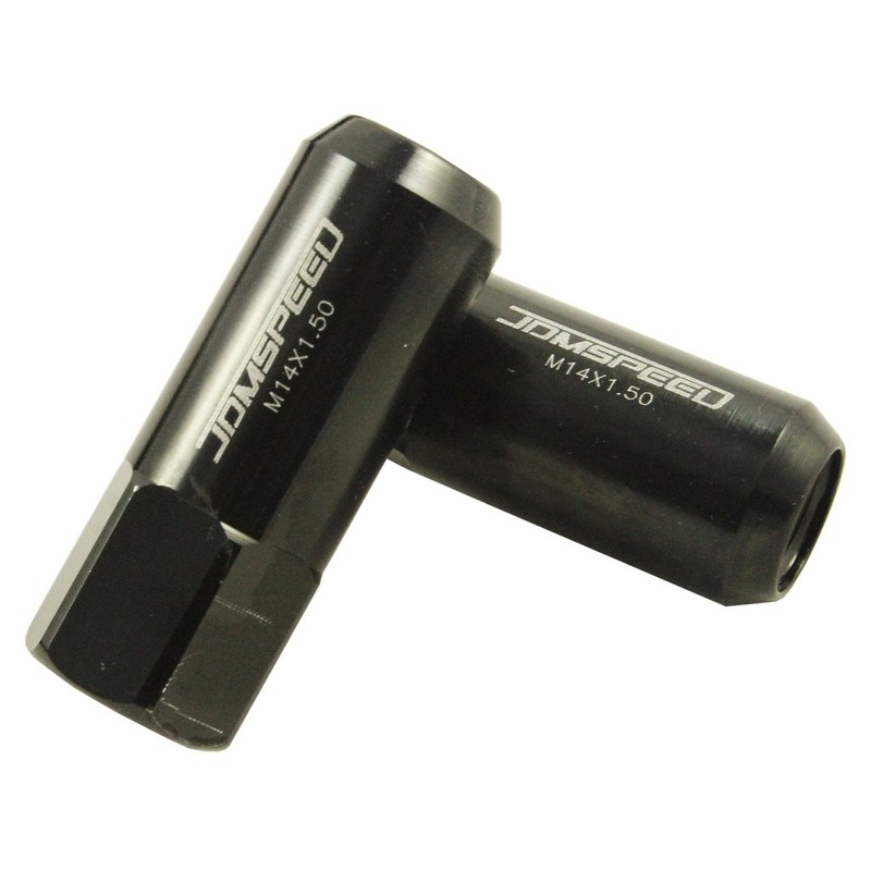 JDMSPEED New Black 20PCS 14X1.5MM 60MM Extended Forged Aluminum Tuner