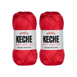 Cotton Yarn - 100% Cotton Yarn for Crocheting and Knitting, Mercerized Cotton Amigurumi Yarn Fine-Sport 2 1.76 oz (50g) / 136 Yrds (125 m) 2 Skeins - Red