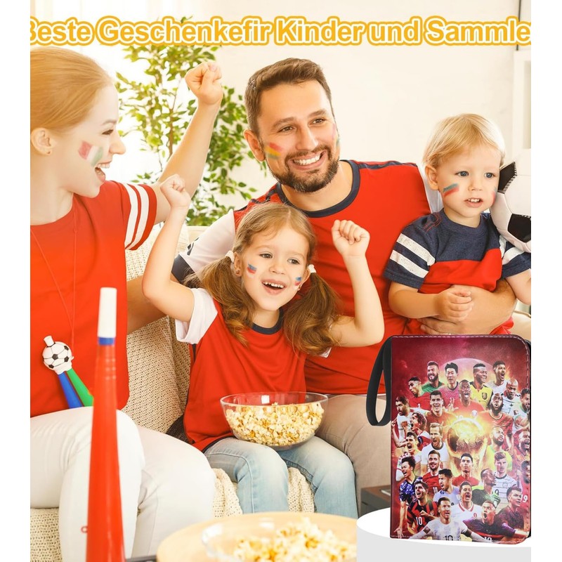 Football Trading Card Album, 400 Card Capacity, 50 Pages, Zip