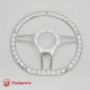 FLASHPOWER 14" D Type Billet Steering Wheel Red Half Wrap