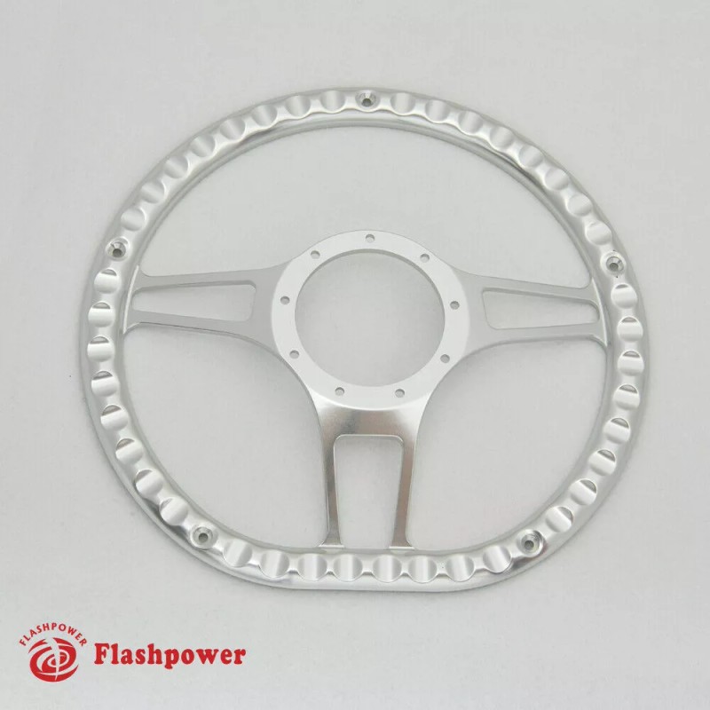 FLASHPOWER 14" D Type Billet Steering Wheel Red Half Wrap