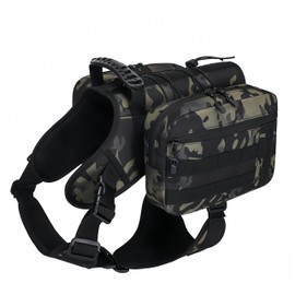 GooCare x JUMAHE Dog Backpack for Hiking and Camping - Detachable Dual-Sided Pack with Explosion-Proof Strap, Ideal for 60-100lbs Large Dogs, Breathable and Waterproof Fabric (Camo)