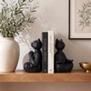 Meditating Cat Bookends, Zen Style Decorative Cat Statue Bookends, Heavy