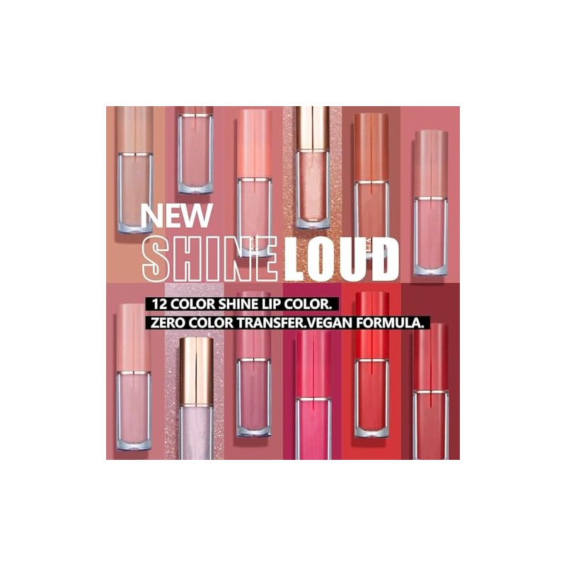 Set de Labiales 12 Piezas, Set de Brillo Labial Mate