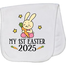 inktastic 2025 Babys First Easter Bunny Baby Burp Cloth White 44fb1