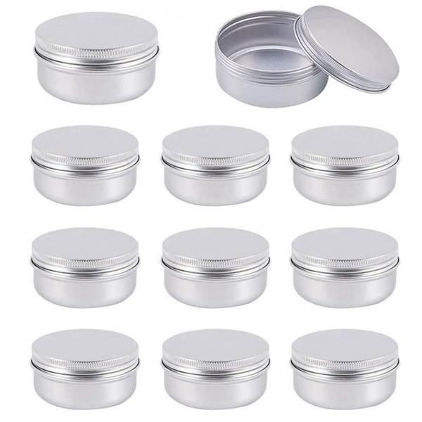 12PCS 60ml/2oz Round Aluminum Cans Screw Lid Metal Tins Jars