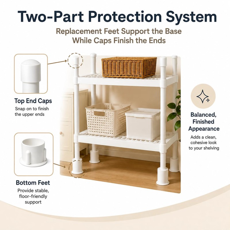Replacement Feet and Caps Compatible with HDX Heavy Duty Shelving,