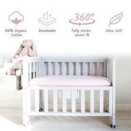 Cot Bed Sheets 140 x 70 cm 100% Organic Cotton Fitted Sheet All Natural Color Pink Set of 2 Ultra Soft and Comfortable for Your Baby 140 x 70 cm Toddler Sheets