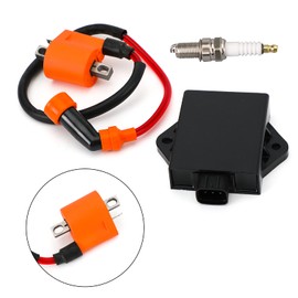 Topteng Motorcycle Ignition Coil + Spark Plug + CDI Box Kit fits for Arctic Cat 300 2x4 1998-2003, Cat 300 4X4 1998-2005, 3530-011, 3530-012
