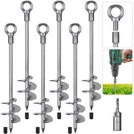 Insaga 18'' Ground Anchors Screw in Heavy Duty 12mm Solid Steel, 3" Spiral Blade with Smooth Edges, Fully Welded Design for Mobile Home, Shed, Trampoline, Swing Set, Carport, Earth, Tent, 6Pack